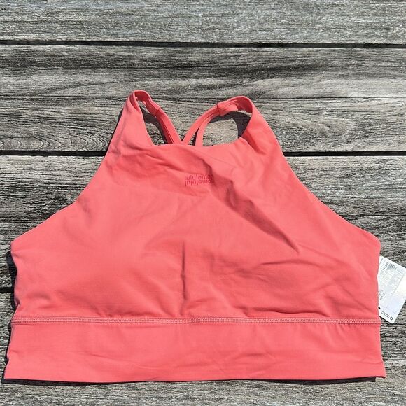 Lululemon Energy High-Neck Longline B–D Cups Raspberry Cream LOGO Size 12 NWT - Picture 2 of 7